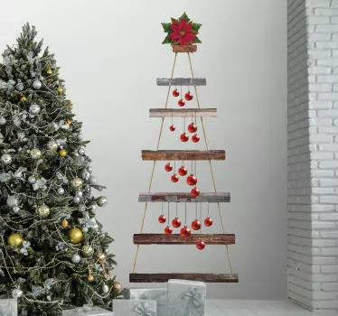 Christmas tree wood christmas sticker - TenStickers