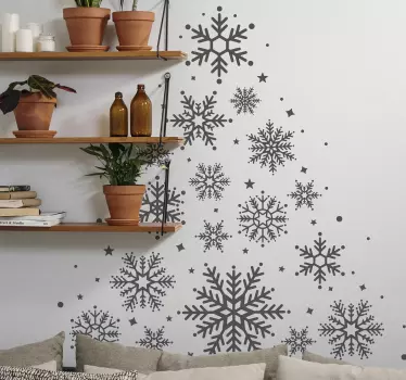 Snowflake Christmas tree christmas sticker - TenStickers
