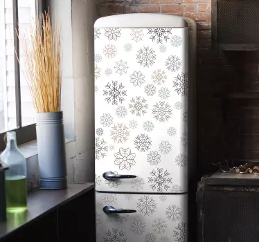 Naljepnica hladnjak s uzorkom snježnih pahuljica - TenStickers