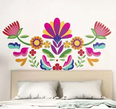 Mexican flower headboard sticker - TenStickers
