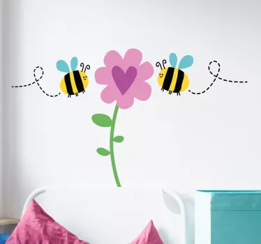 Vinilo decorativo abeja en flor - TenVinilo