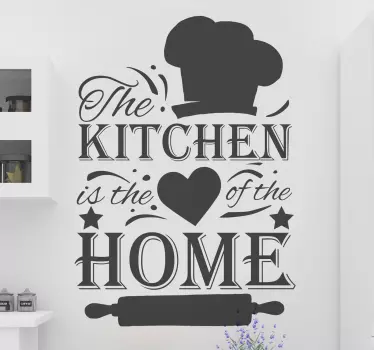 Kuhinja je srce nalepke s hišnim besedilom - TenStickers
