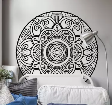 Black and white bohemian floral sticker - TenStickers