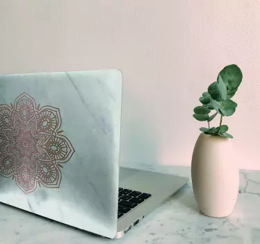 Mandala with marble texture laptop sticker - TenStickers