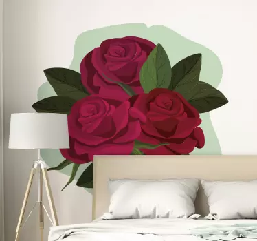 Bouquet of three roses flower wall sticker - TenStickers
