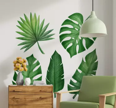 현실적인 열대 잎 식물 스티커 - TenStickers
