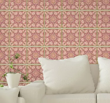 Beautiful pack of pink flowers tile sticker - TenStickers