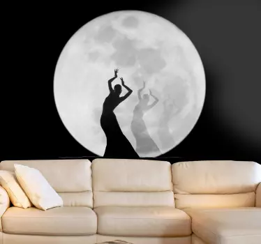 αυτοκόλλητο τοιχογραφία σιλουέτα χορού φεγγάρι - TenStickers