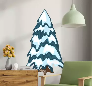 Træ dækket af sne træ væg klistermærke - TenStickers