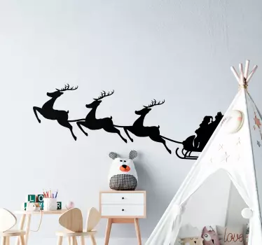 圣诞老人在他的雪橇圣诞节贴图 - TenStickers