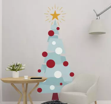 Træ med geometriske figurer julemærkat - TenStickers