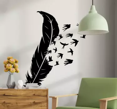 Feather with birds flying bird wall sticker - TenStickers