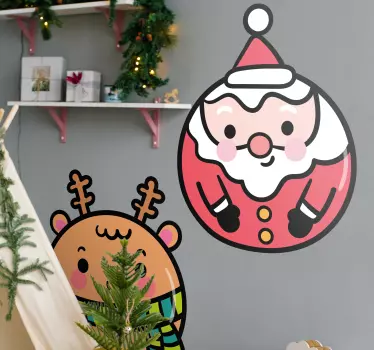 original santa and reindeer christmas sticker - TenStickers