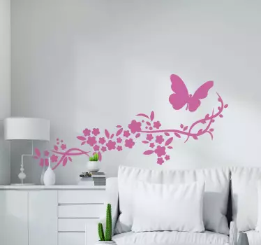 Butterfly and  flower wall sticker - TenStickers
