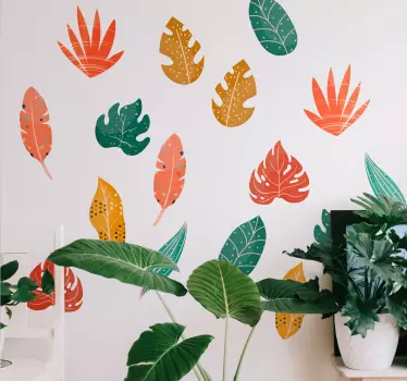 18 unique leaves plant wall sticker - TenStickers