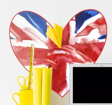 British flag heart flag sticker - TenStickers