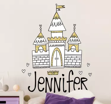 Castle princess, own name fairy tale sticker - TenStickers