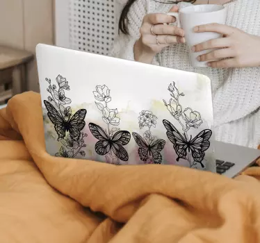 Sommerfugl kunst laptop skins mærkat - TenStickers