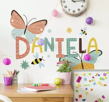 Butterflies and bees Personalised Sticker - TenStickers