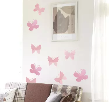 Pink butterflies vinyl sticker - TenStickers