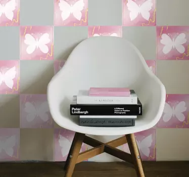 Nalepka za ploščice roza metulji - TenStickers