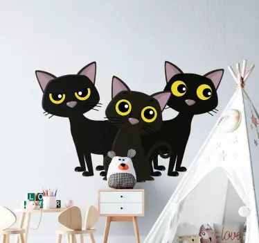 Fekete cicás macska matrica - TenStickers