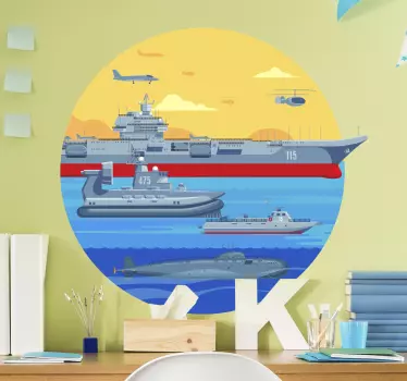 Militærbåde skabelon tegning klistermærke - TenStickers