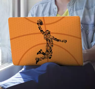 basketball player with icons laptop skins - TenStickers