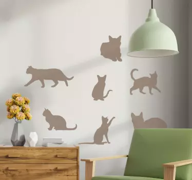 Naklejka na ścianę koty 7 sylwetki kotów - TenStickers
