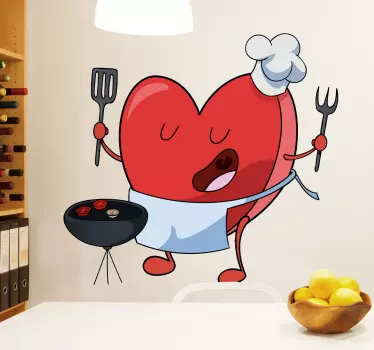 Heart Cooking Kitchen Sticker - TenStickers