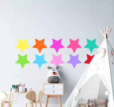 Coloured stars floor sticker - TenStickers