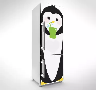 Vinilo decorativo pingüino congelador - TenVinilo