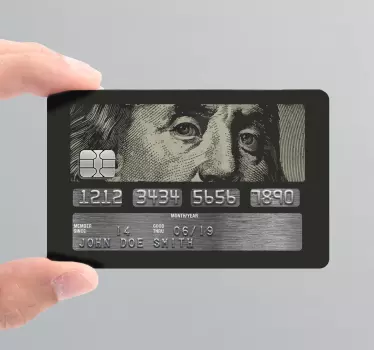 Vinilo tarjeta de crédito Revelando billete de un dólar - TenVinilo