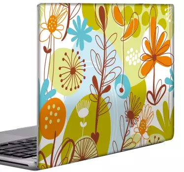 Sticker PC portable fleur dessin pop - TenStickers