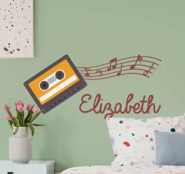 Musical notes with name Personalised Sticker - TenStickers
