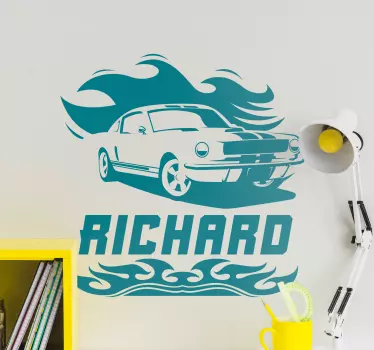 Car and name  Personalised Sticker - TenStickers