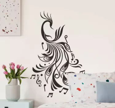 Peacock music note musical stickers - TenStickers