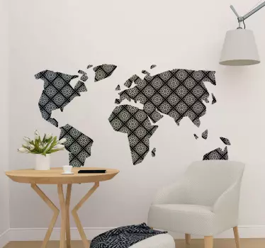 αυτοκόλλητο τοίχο χάρτη mandal στυλ παγκόσμιο χάρτη - TenStickers