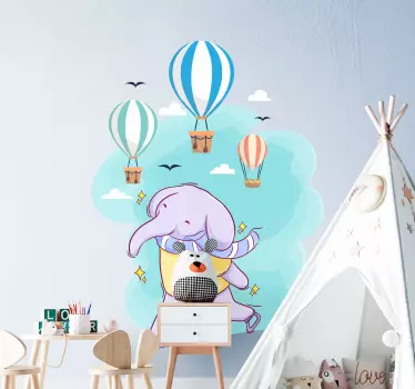 Elephant playing with air balloon sticker - TenStickers