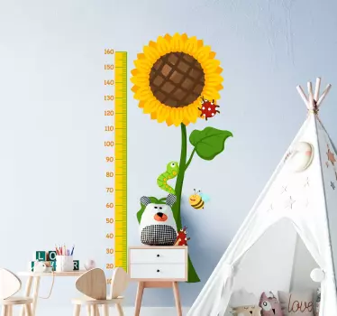 Sunflower height chart wall sticker - TenStickers