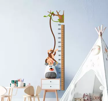 palm chart with monkeys height chart wall decal - TenStickers