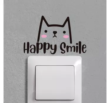 Happy Smile Cat light switch sticker - TenStickers