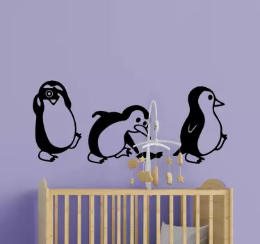 Cute penguins walking bird wall decal - TenStickers
