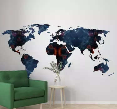 Geometrical map of the world wall sticker - TenStickers