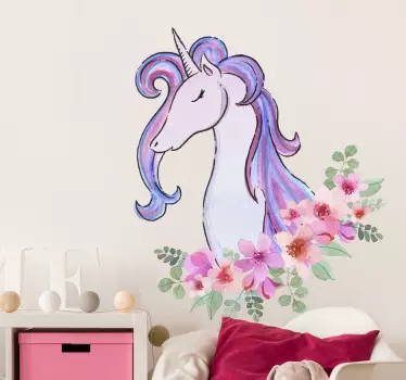 Watercolor unicorn animal wall sticker - TenStickers