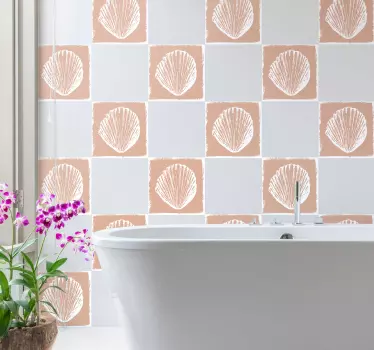 Retro seashell pattern beige  tile sticker - TenStickers