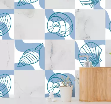 Seashells patterns tile sticker - TenStickers