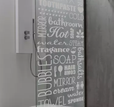 Kylpyhuone sanapilvi Suihkuseinätarra - Tenstickers