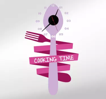spoon and fork time wall clock sticker - TenStickers