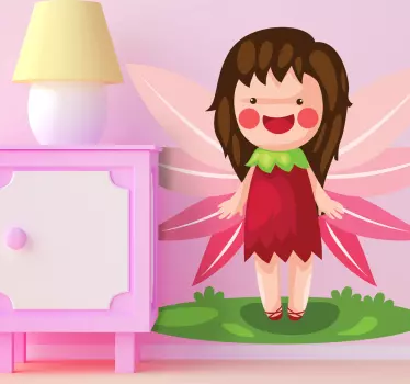 妖精のピンクの翼の子供のステッカー - TENSTICKERS